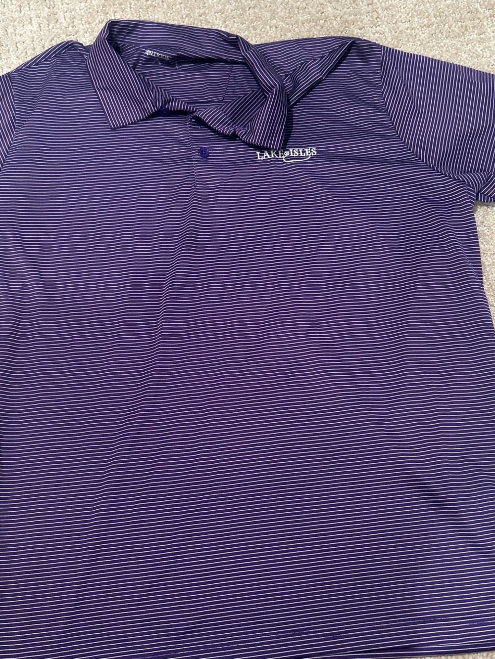 Antigua Purple and White Striped Polo Shirt